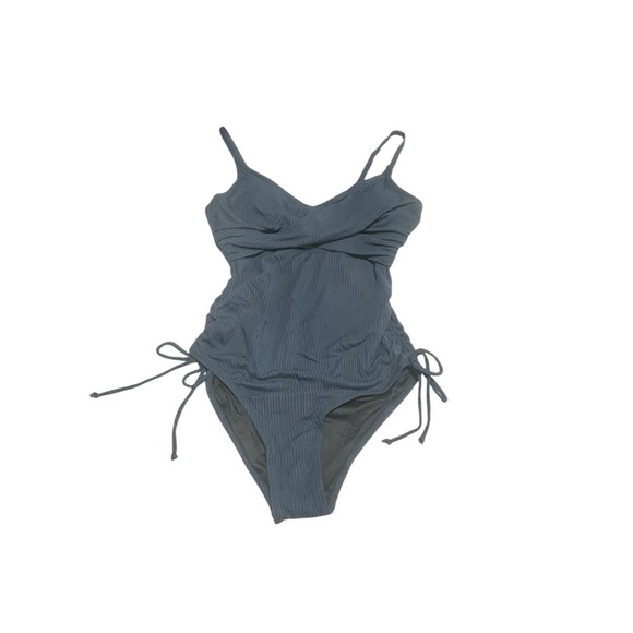 Charmo Ruched One Piece Swimsuit V Neck Monokini Bath Suit Tie Side Swimwear - Picture 10 of 12